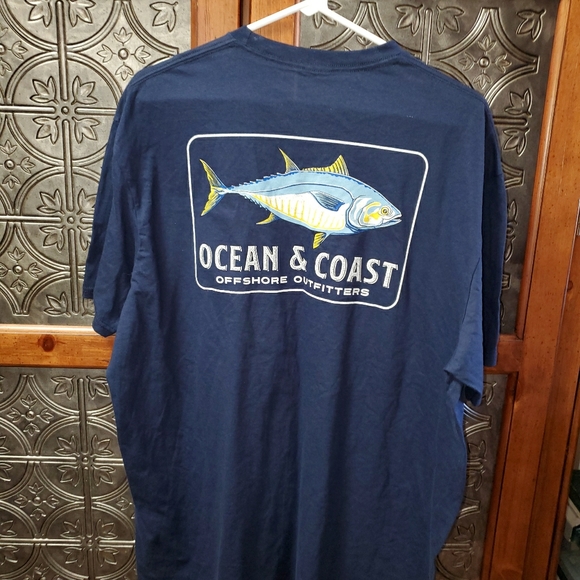 Ocean&Coast S/S blue fishing graphic tee. NWT (L) - Picture 2 of 3
